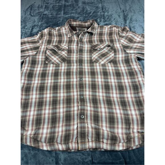 Prana Shirt Mens‎ XL Plaid Waffle Thermal Lined Shacket Heavy Work Snap - Picture 1 of 9